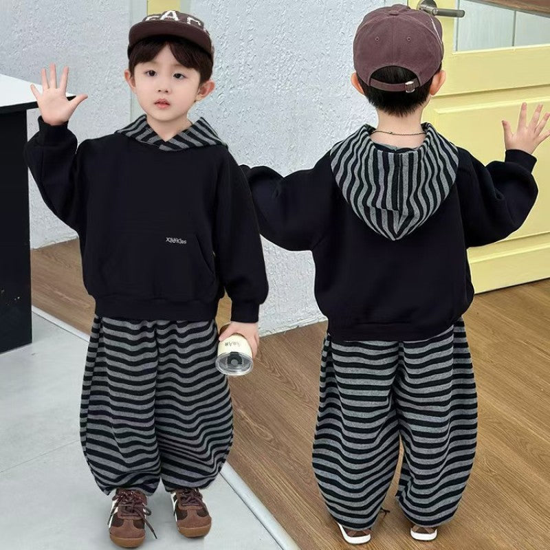 Boys’ Hooded Cotton Two-Piece Suit 55% Cotton Sweatshirt Set