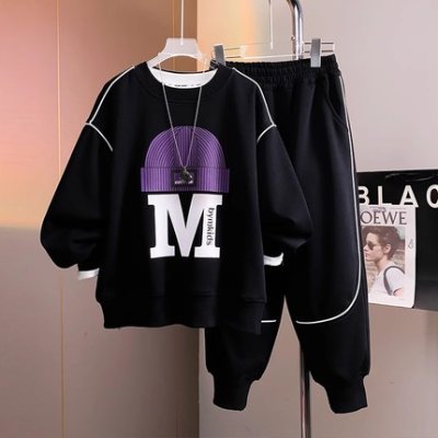 Boys' Cotton Blend Sports Sweatshirt and Trousers Set