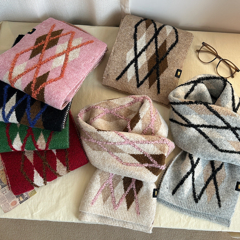Women's Diamond Pattern Acrylic Blend Winter Scarf