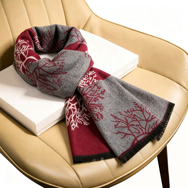 Women's Wool Blend Jacquard Tassel Winter Scarf