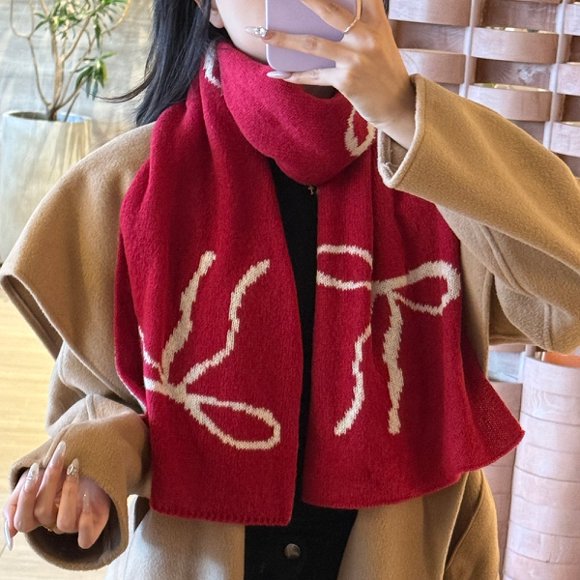 Women's Wool Blend Jacquard Tassel Winter Scarf