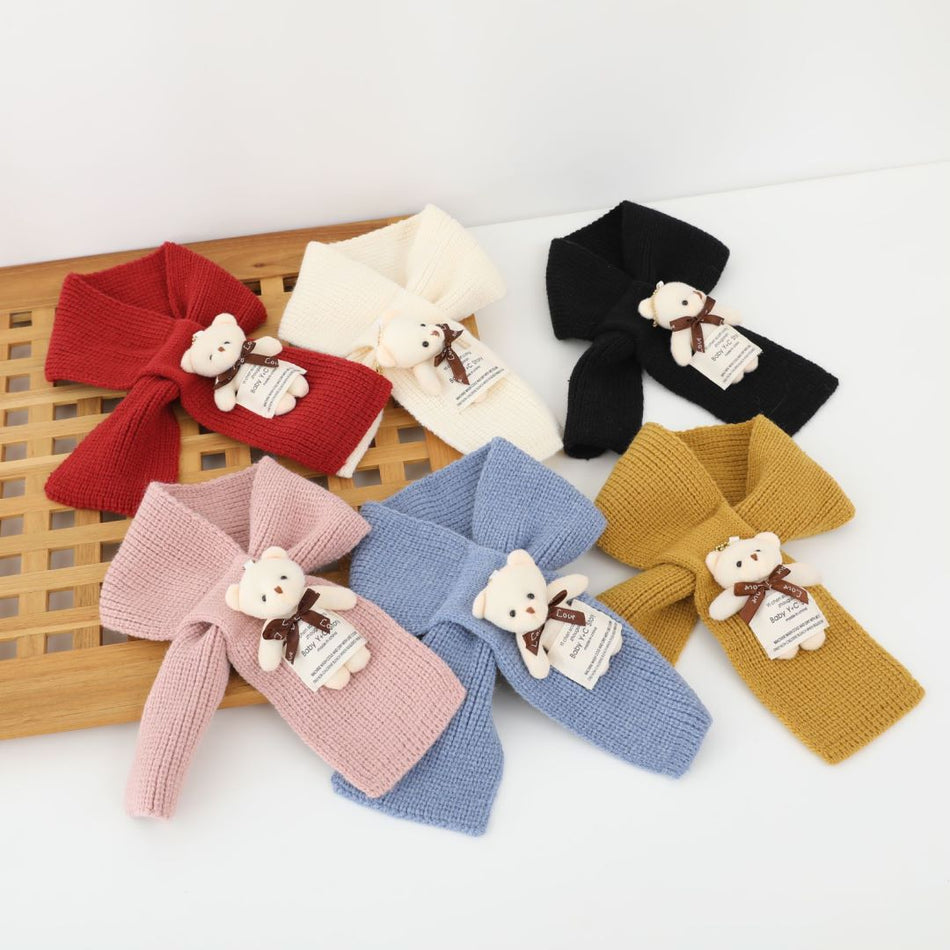 Baby Cartoon Bear Cotton Triangle Towel Warm Scarf