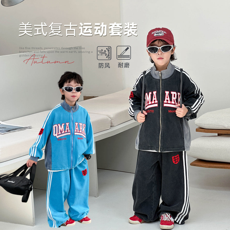 Boys’ Cotton Blend Sports Jacket and Trousers Two-Piece Set