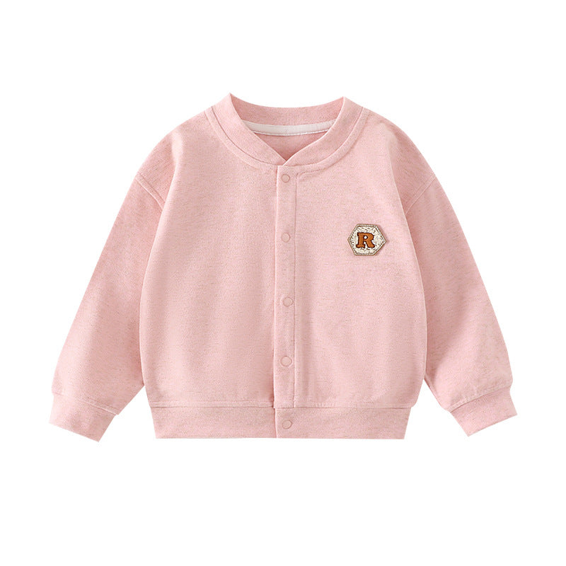 Boys’ Mulberry Silk Letter Baseball Jacket for Toddlers