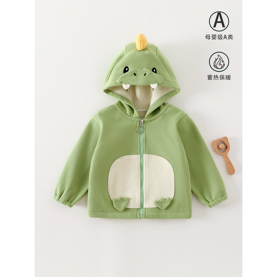 Baby Animal Cartoon Fleece Hooded Zipper Jacket