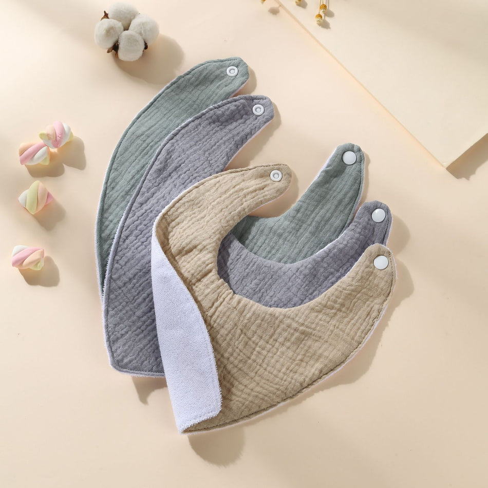3-Pack Baby Pure Cotton Terry Saliva Bib Set