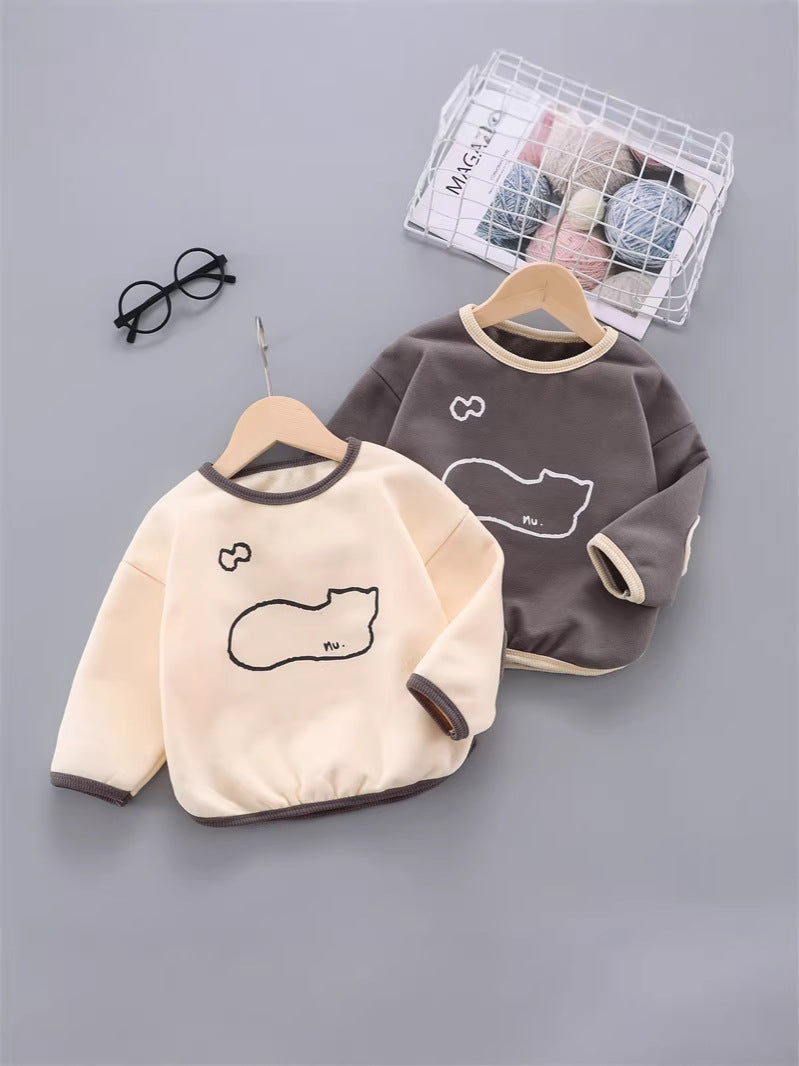 Toddler Kitten Cartoon Fleece Sweatshirt