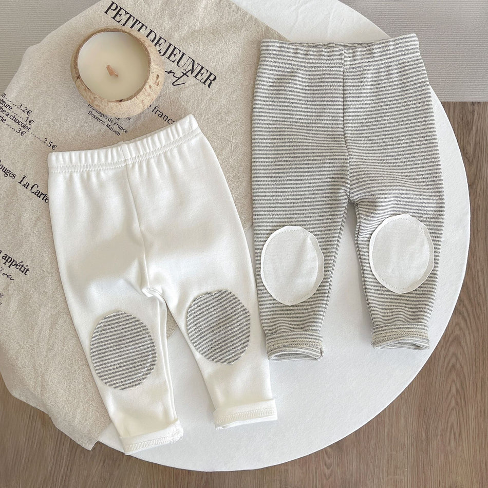 Unisex Baby Cotton Elastic Waist Striped Leggings