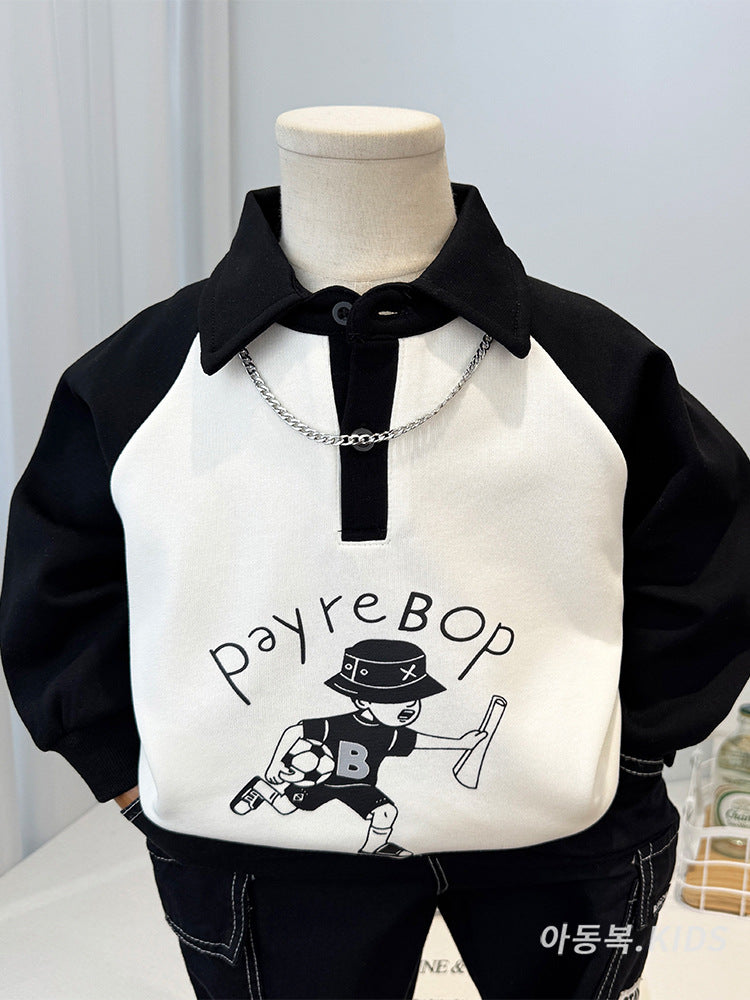 Boys' Football Graphic Raglan Polo Sweatshirt