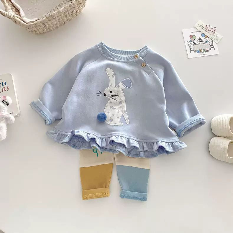 Toddler Girls' Cute Cartoon Long-Sleeve Cotton Sweatshirt