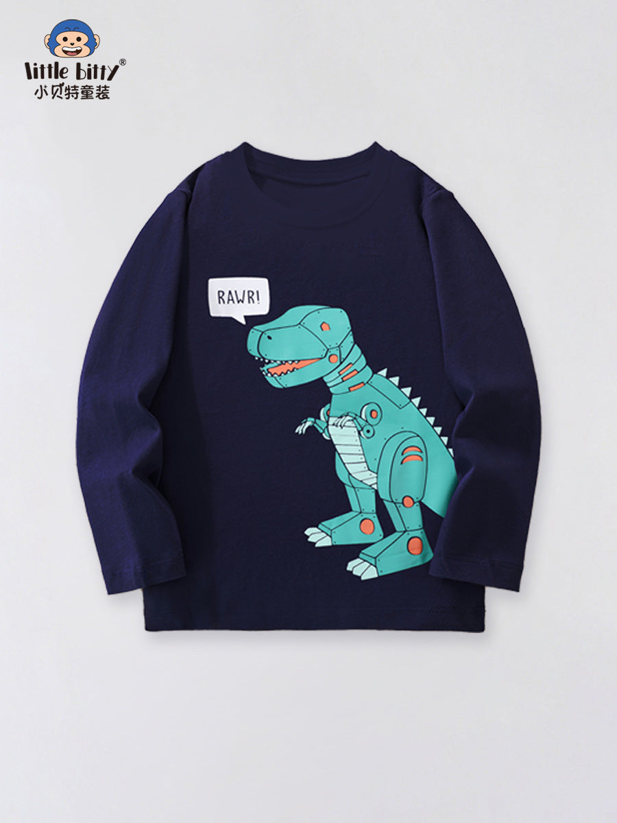 Boys' Cute Cartoon Printed 100% Cotton Long-Sleeve Sweatshirt