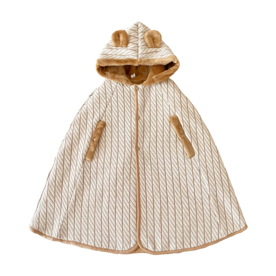 Unisex Cotton Fleece-Lined Hooded Baby Cloak