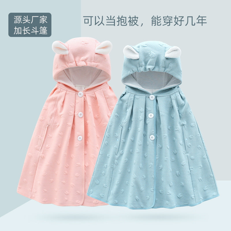 Unisex Long Cotton Hooded Cloak Korean Style Outdoor Cape