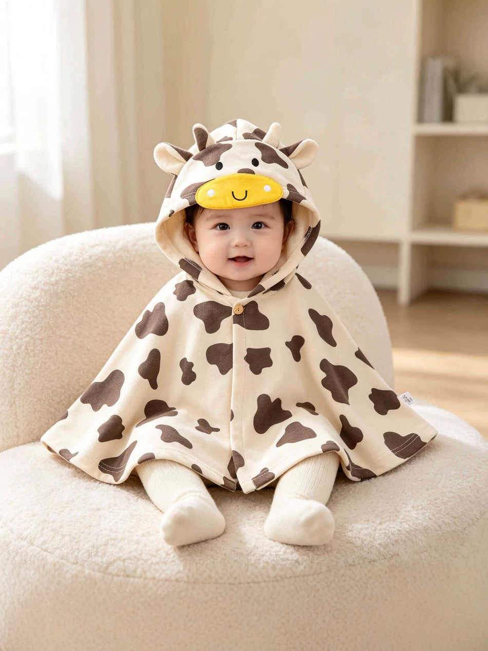 Unisex Baby Cotton Cartoon Hooded Cape Spring Autumn Cloak