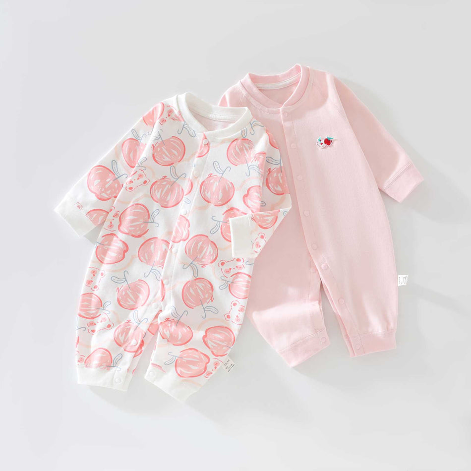 Baby 100% Cotton Seamless Long Sleeve Round Neck Romper