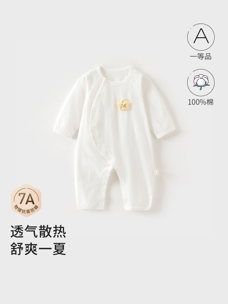 Baby 100% Cotton Star Print Seamless Long Sleeve Romper
