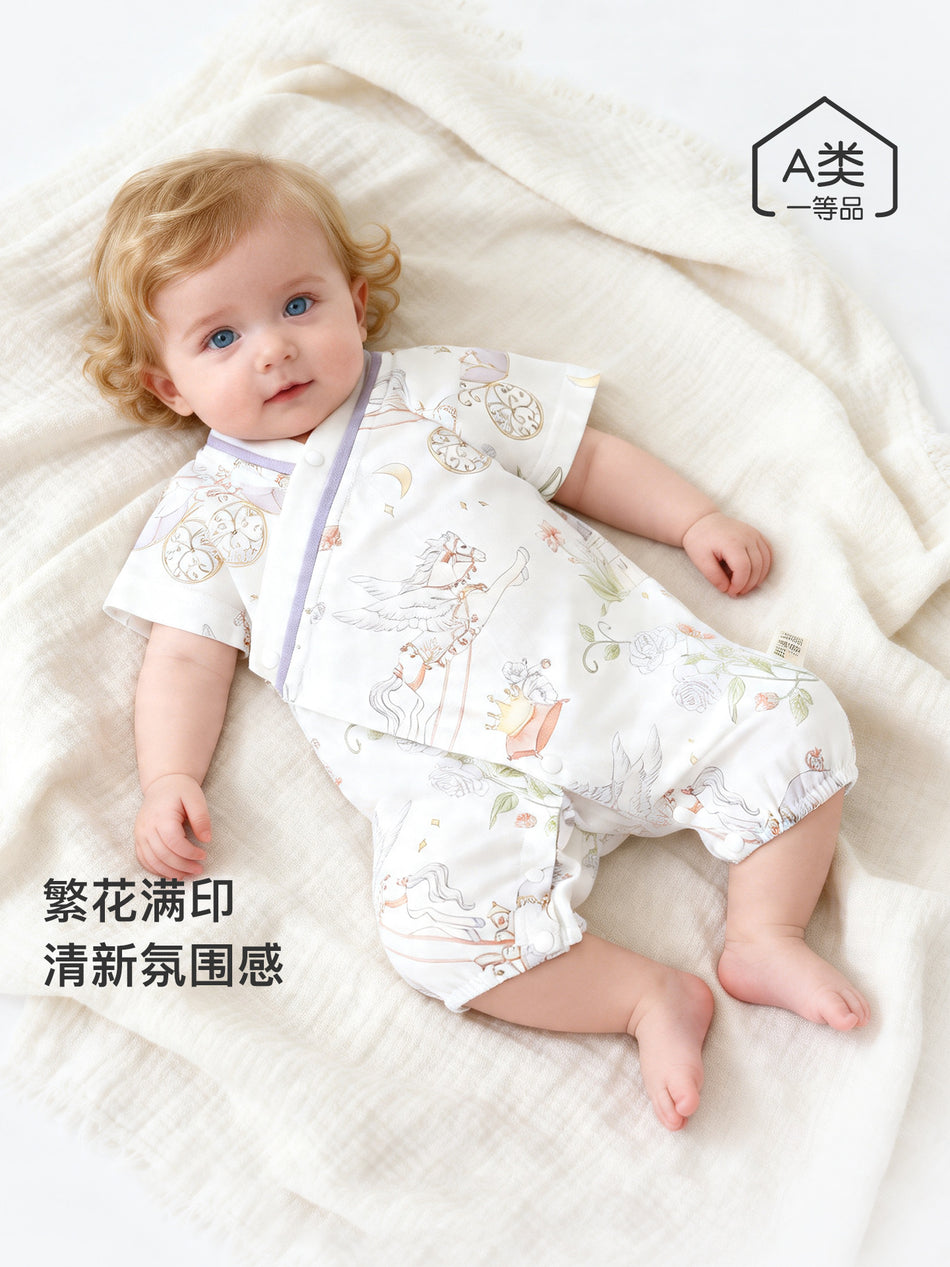 Baby Cotton Chinese Style Short Sleeve Hanfu Romper
