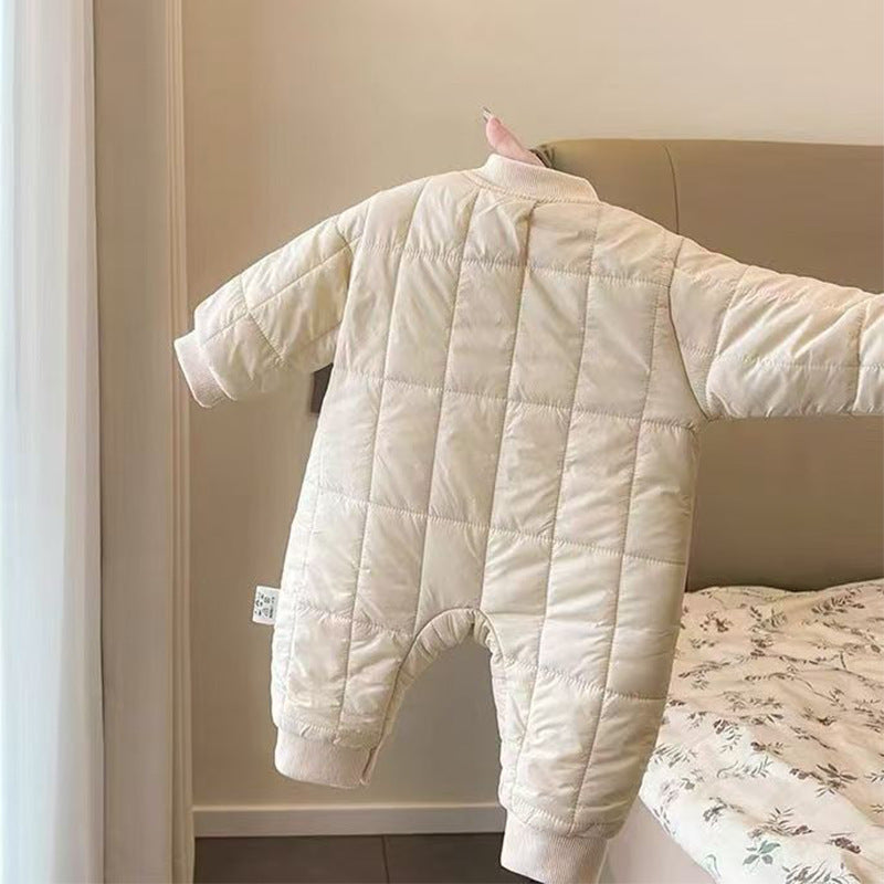 Baby Polyester Little Bear Thickened Round Neck Rompe