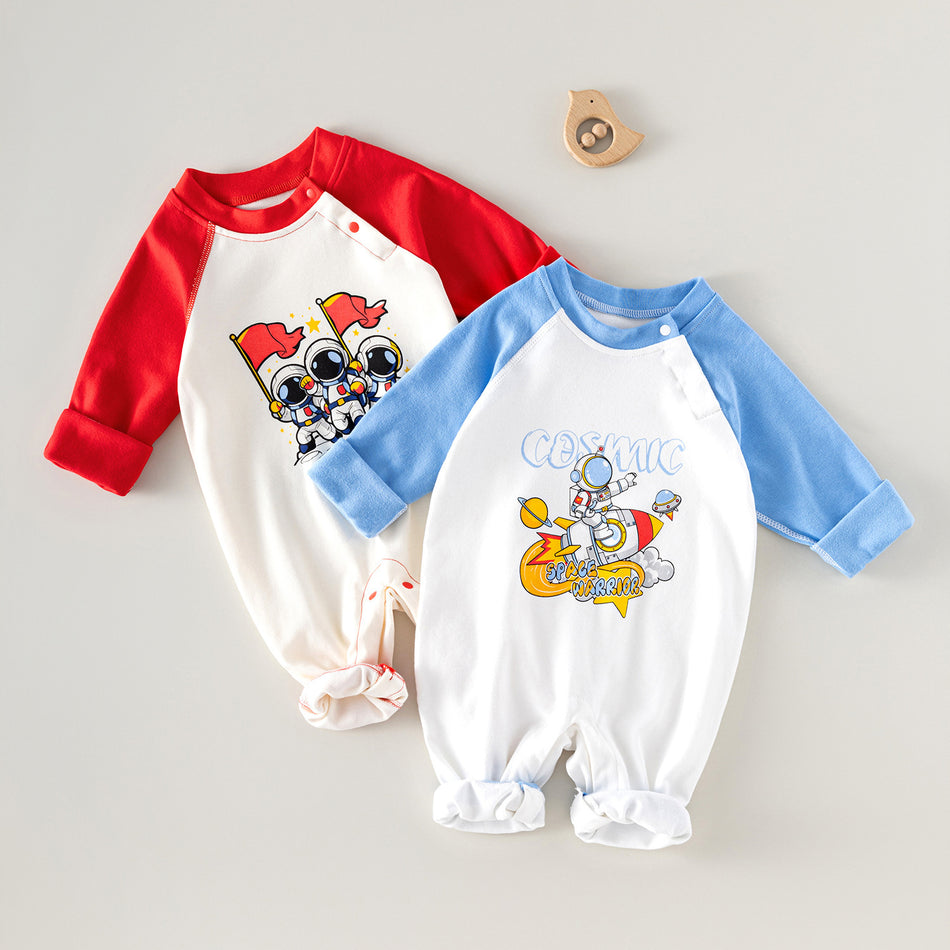 Baby 100% Cotton Cartoon Pullover Long Sleeve Romper