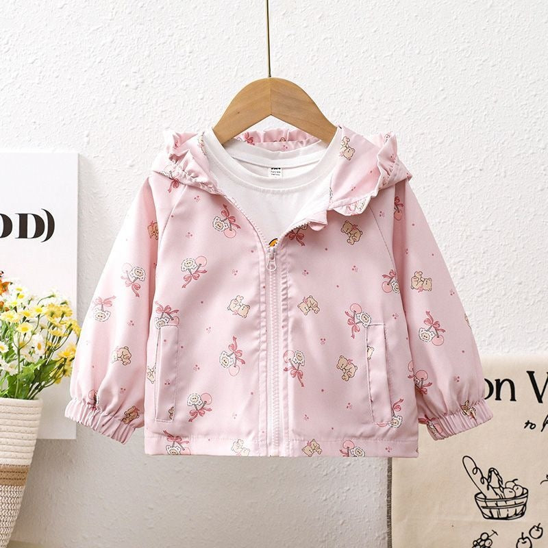 Boys' Class A Cotton Cartoon Printed Hooded Top Jacket