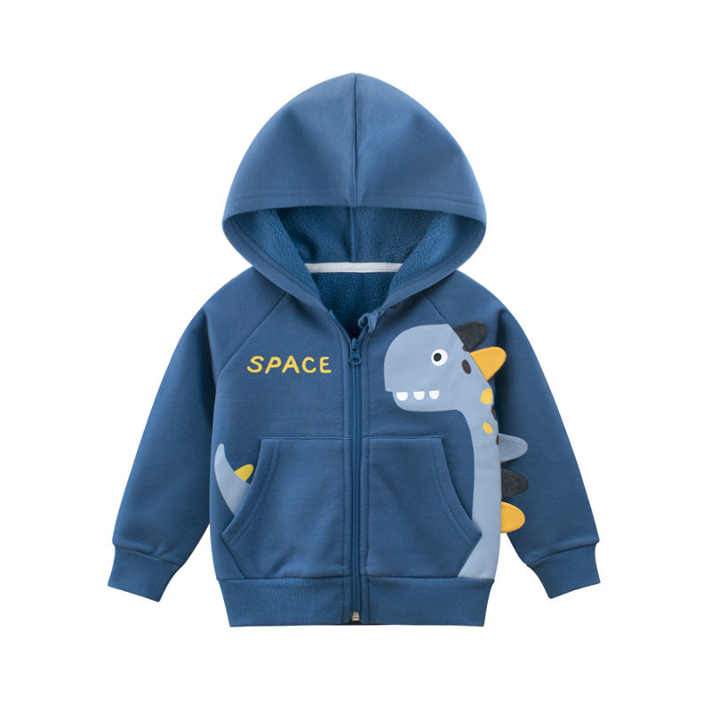 Boys' Class A Fleece Animal Hooded Short Outwear Jacket