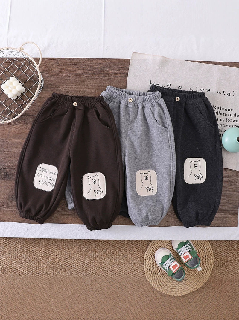 Boys' Class A Patchwork Fleece Fitted Warm Trousers