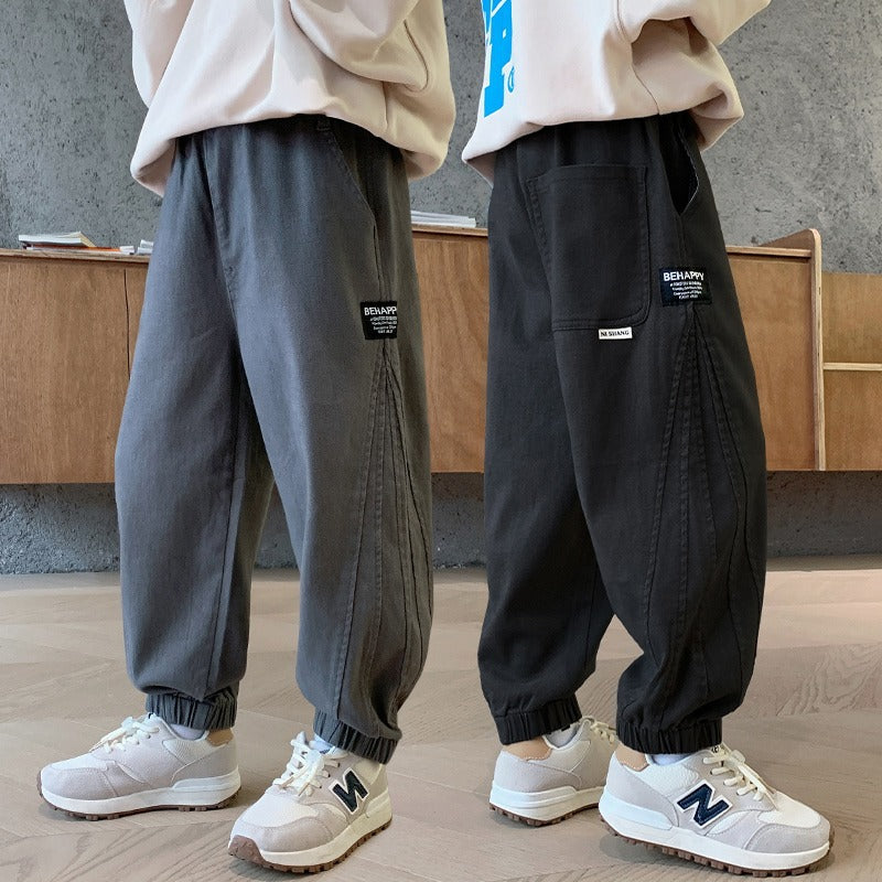 Boys' Cotton Mid Waist Letter Print Sport Sweatpants