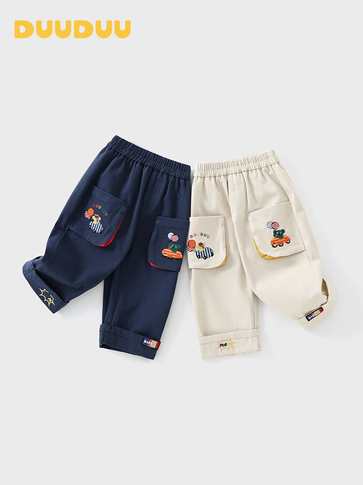 Boys' Class A Pure Cotton Mid Waist Open Trousers