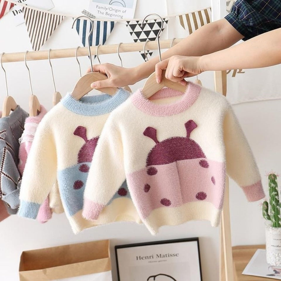 Boys' Class A Thickened Cartoon Panda Wool Knit Sweater