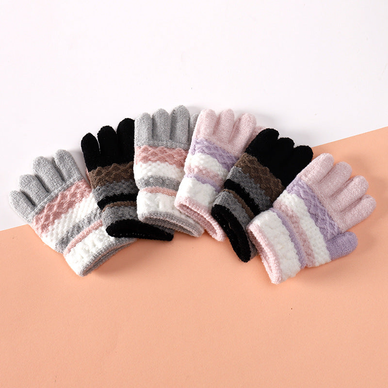 Factory Baby Gloves Autumn Winter Striped Kids