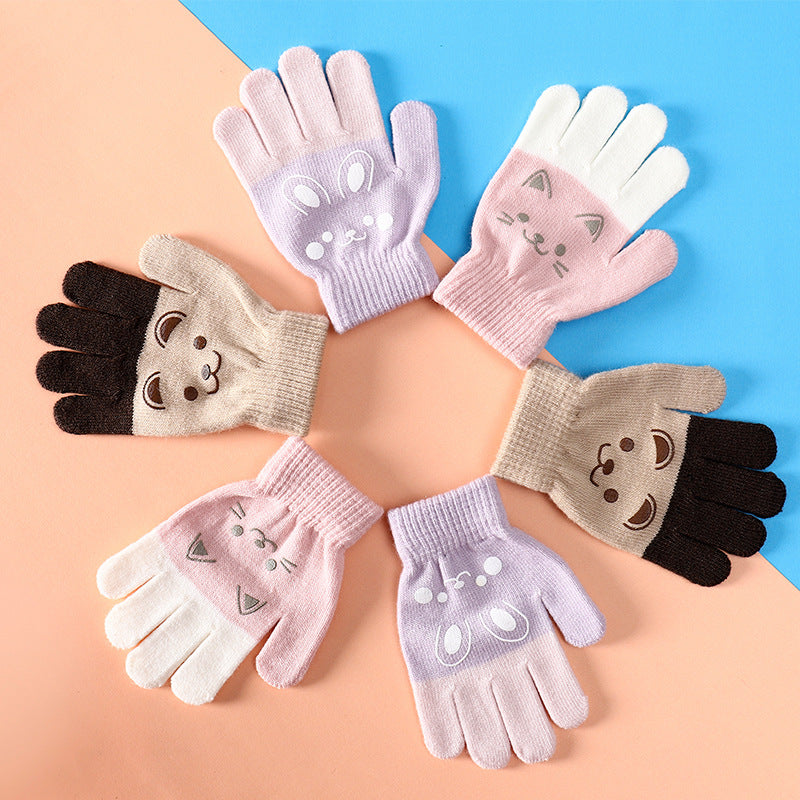 Warm Cartoon Mittens Kids Gloves