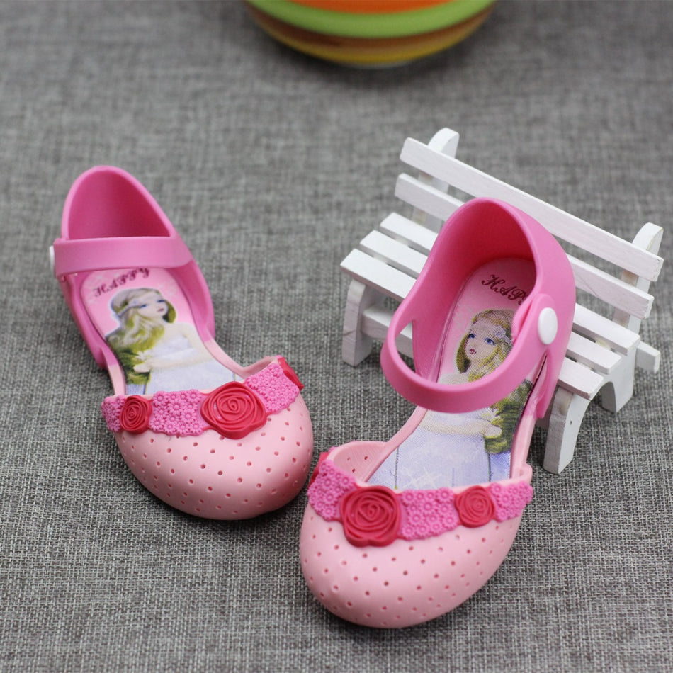 Girls Snow White Rose Jelly Sandals – Cute Summer Shoes