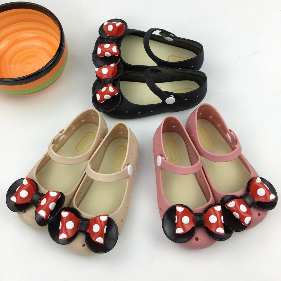 Baby Polka Dot Jelly Sandals – Breathable Bow Summer Shoes