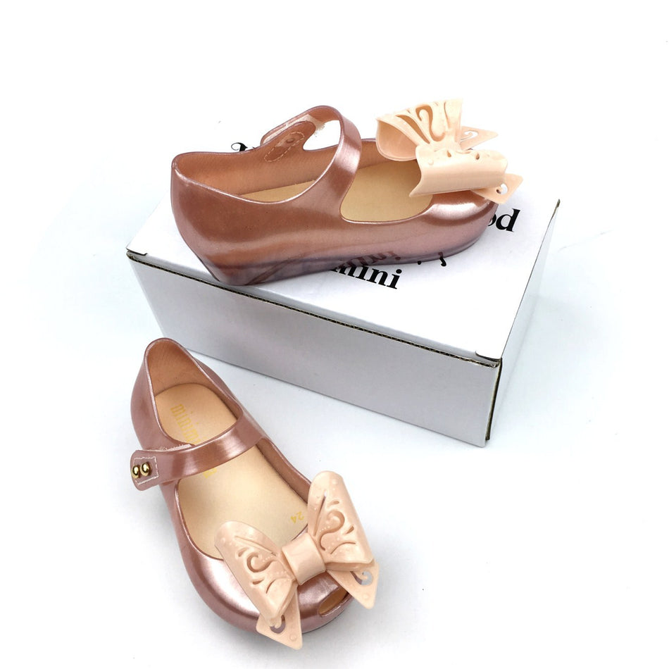 Baby Princess Crystal Jelly Shoes – Hollow Bow Frozen Style