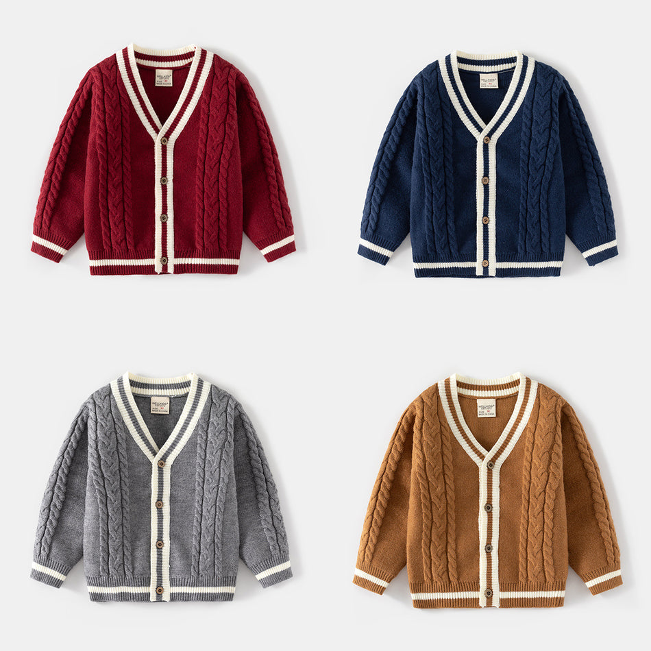 Boys Children Knitted Cardigans Korean Style Winter Wear Kid