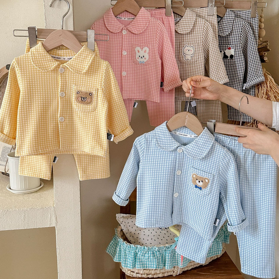 Kids’ Brushed Pajamas Set – Autumn Two-Piece Home Wear
