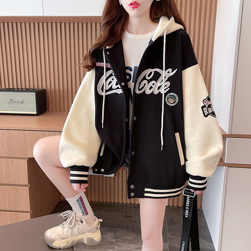 Girls Off-Shoulder Hooded Sports Jacket