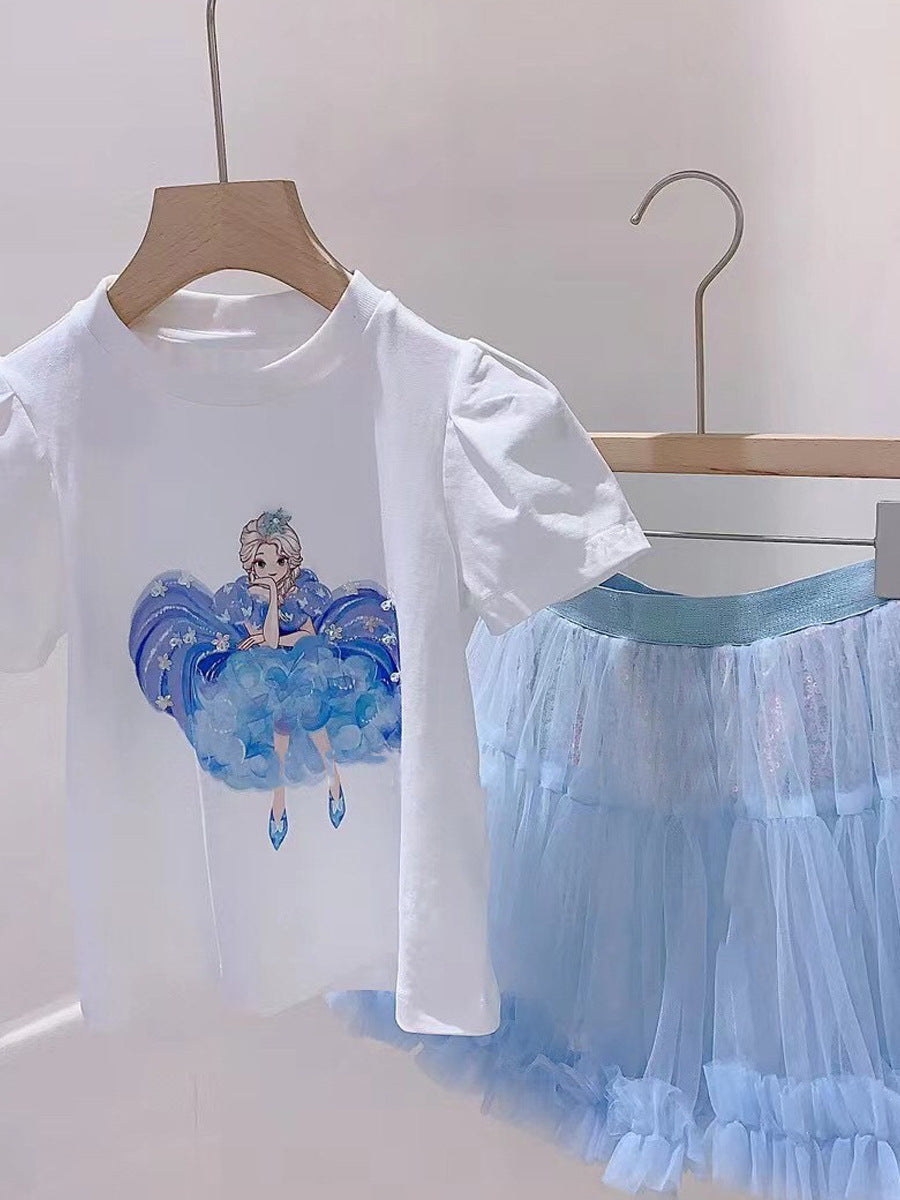 Frozen-Inspired Girls' Summer Set – T-Shirt & Skirt
