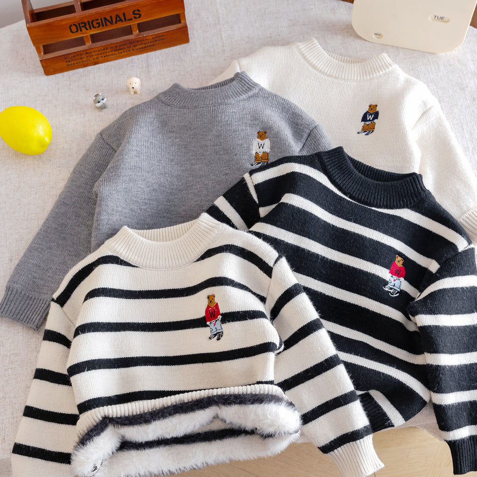 Children’s Velvet Thickened Sweater 2025 Autumn Winter Warm Knit Top