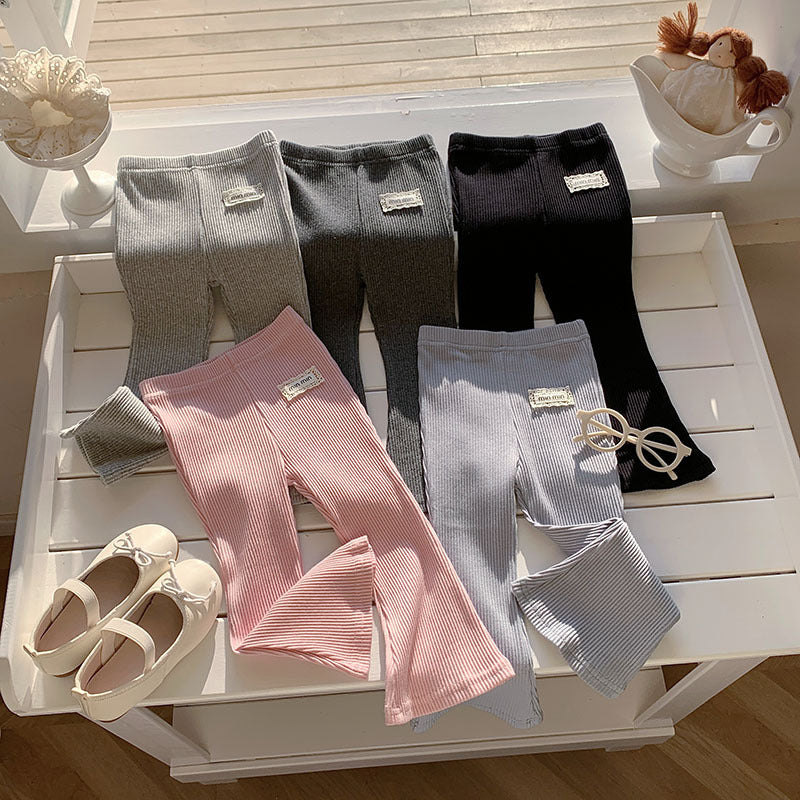Girls Spring Elastic Micro Flared Casual Pants