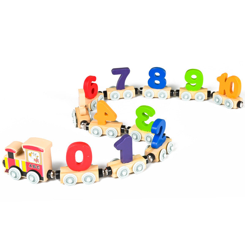 Wooden Magnetic Train Toy | Alphabet & Number Blocks Car