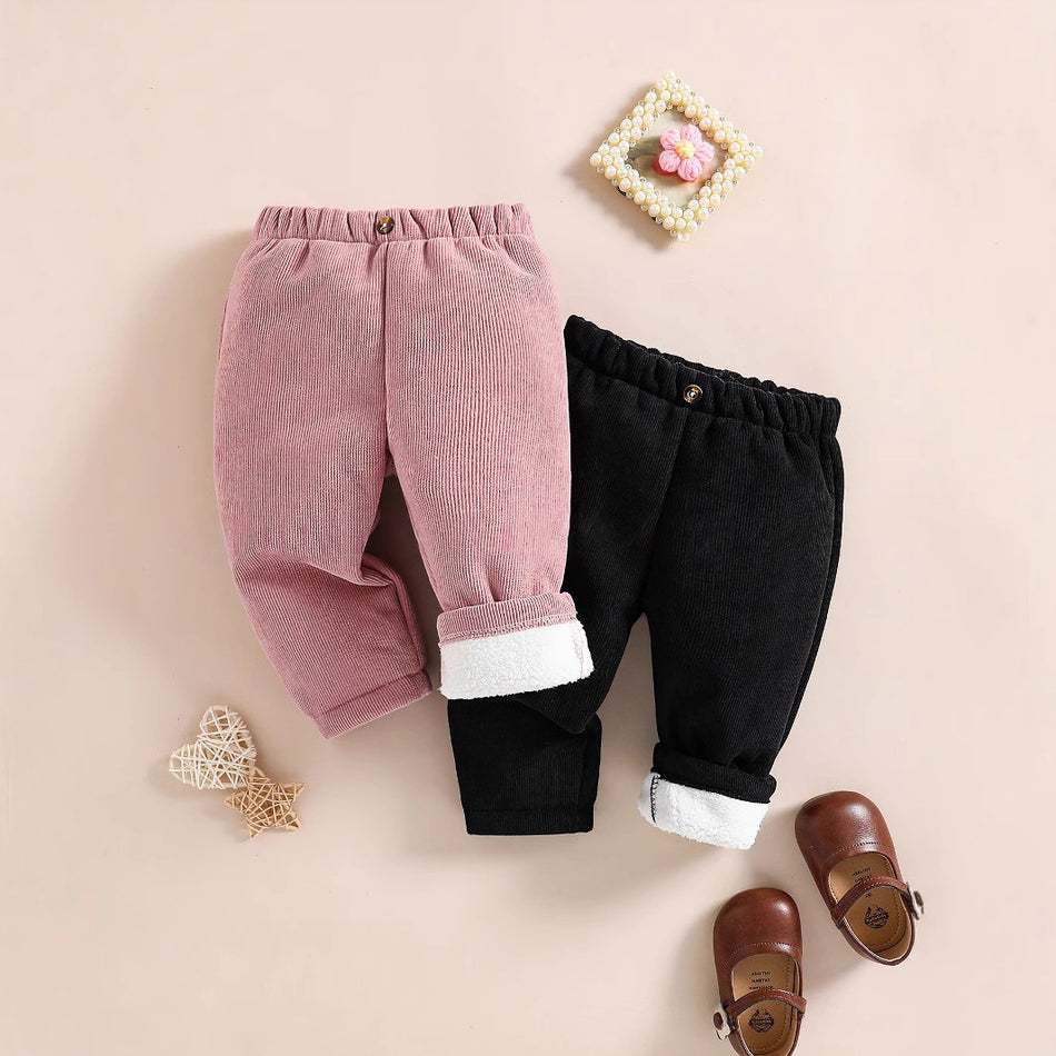 Kids' Fleece-Lined Winter Pants Korean Style Warm Trousers