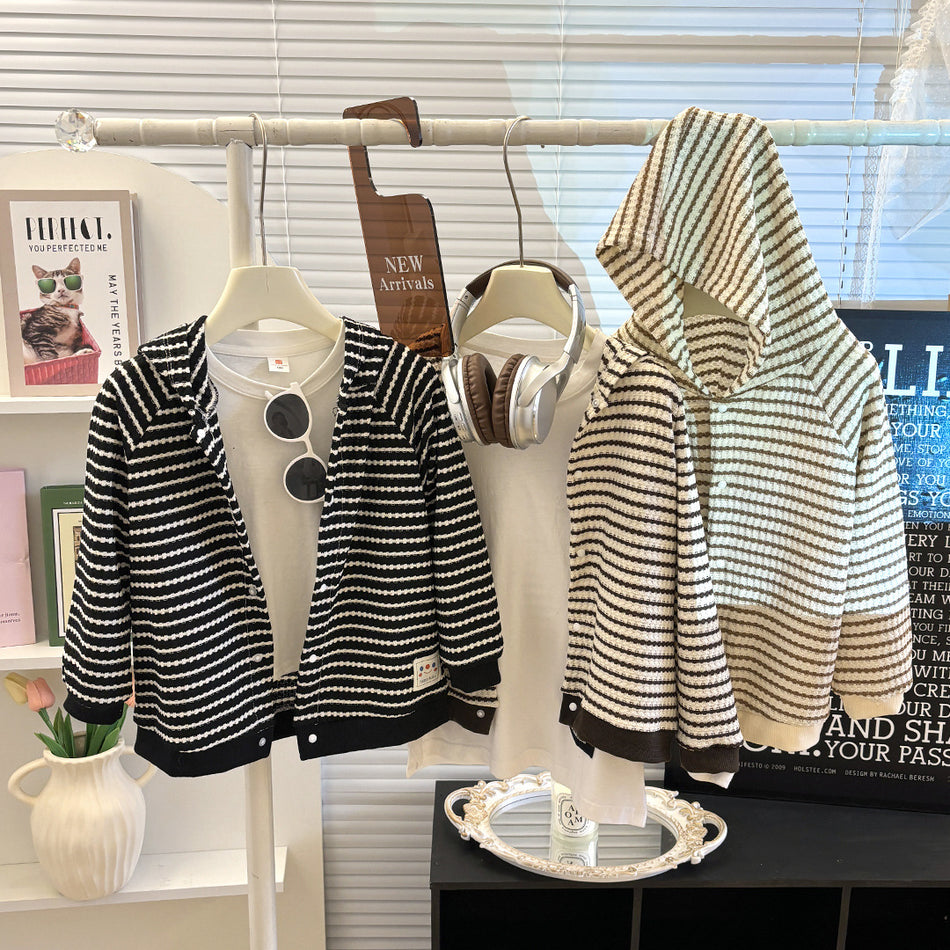 Baby Striped Hooded Cardigan for Spring & Autumn