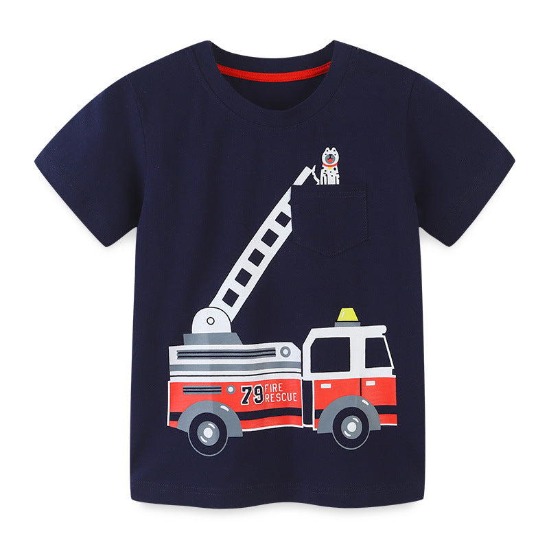 Boys’ Cartoon Cotton T-Shirt – Summer All-Match Tee