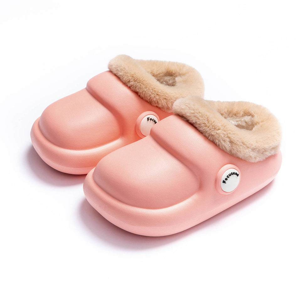2025 Children’s Waterproof Slippers – Warm Cotton Indoor Shoes