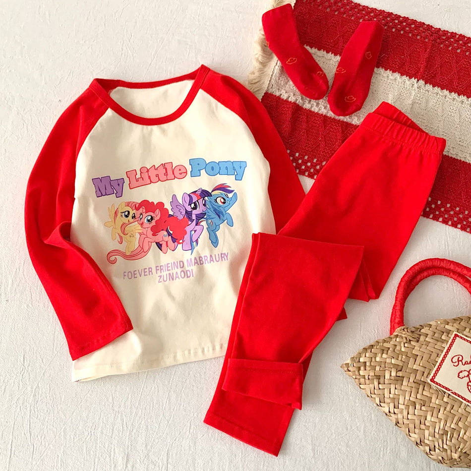 Red Year Chinese Style Kids Autumn Pajama Set