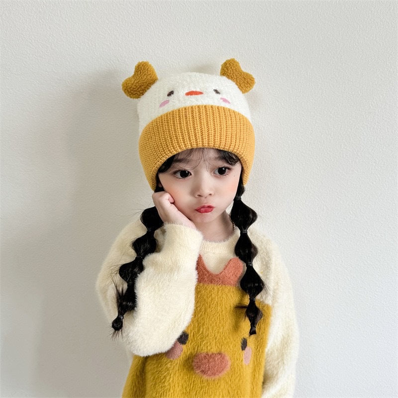 Cute Cartoon Baby Wool Hat Winter Knitted Plush Cap