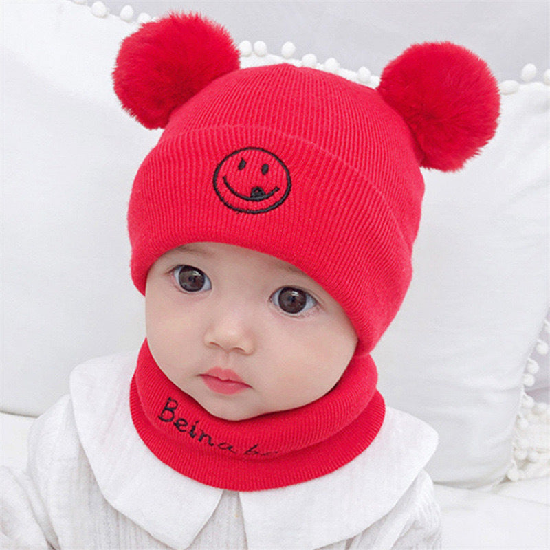 Baby Wool Hat & Scarf Set – Thick Warm Knitted Beanie for 3–12 Months