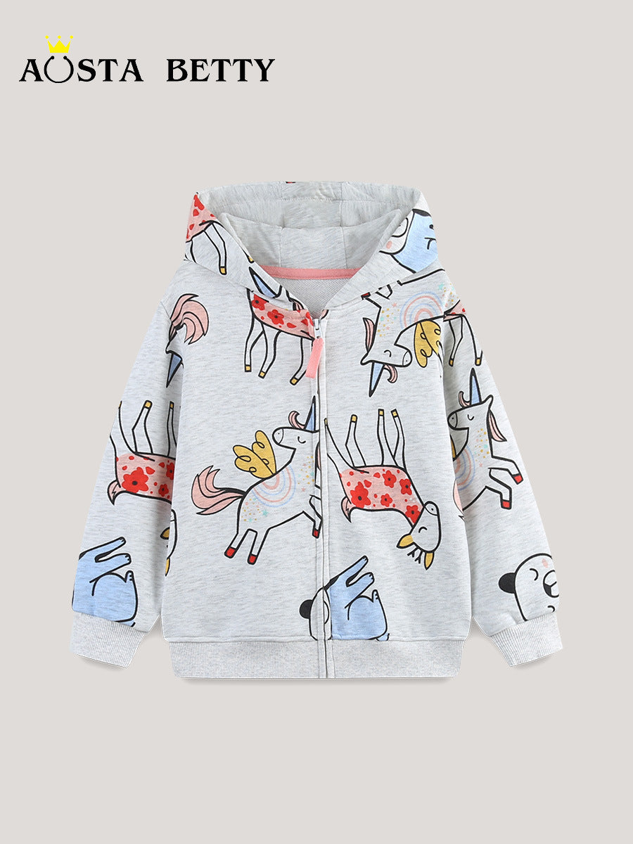 Girls Knitted Hoodie Sweater Coat with Zipper