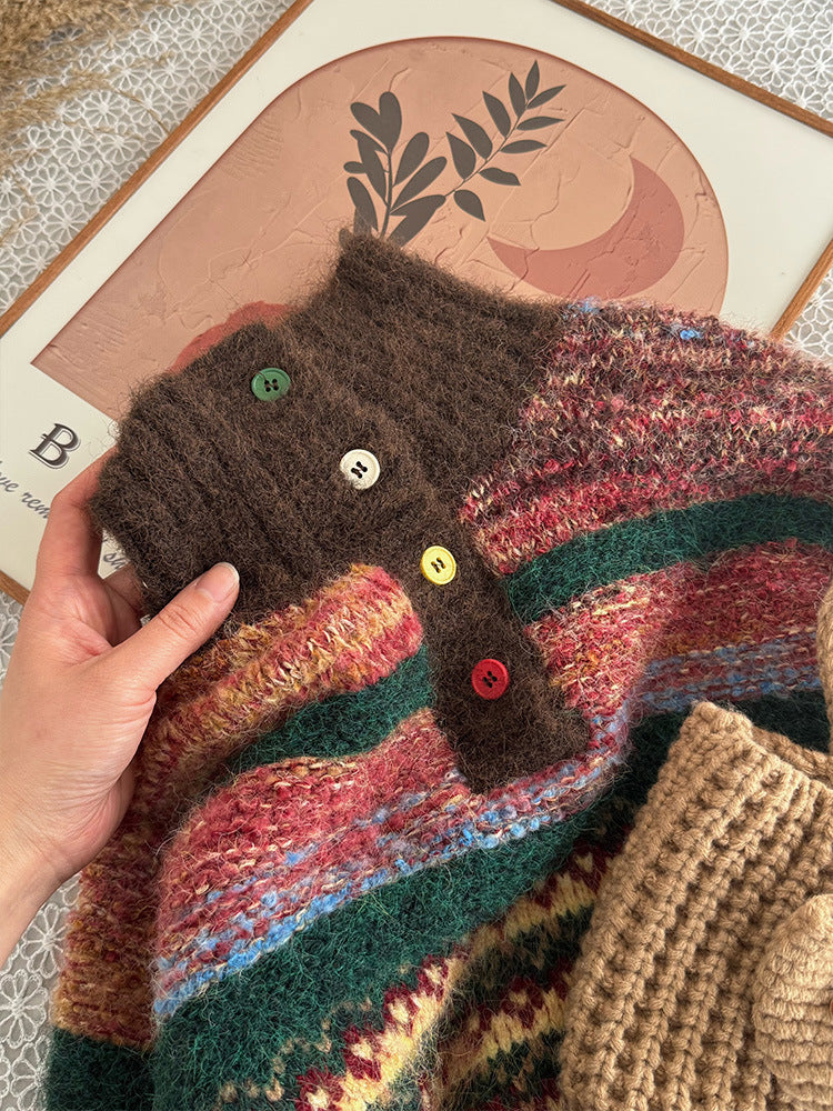 Girls Fleece-Lined Winter Sweater – Western Style 2025